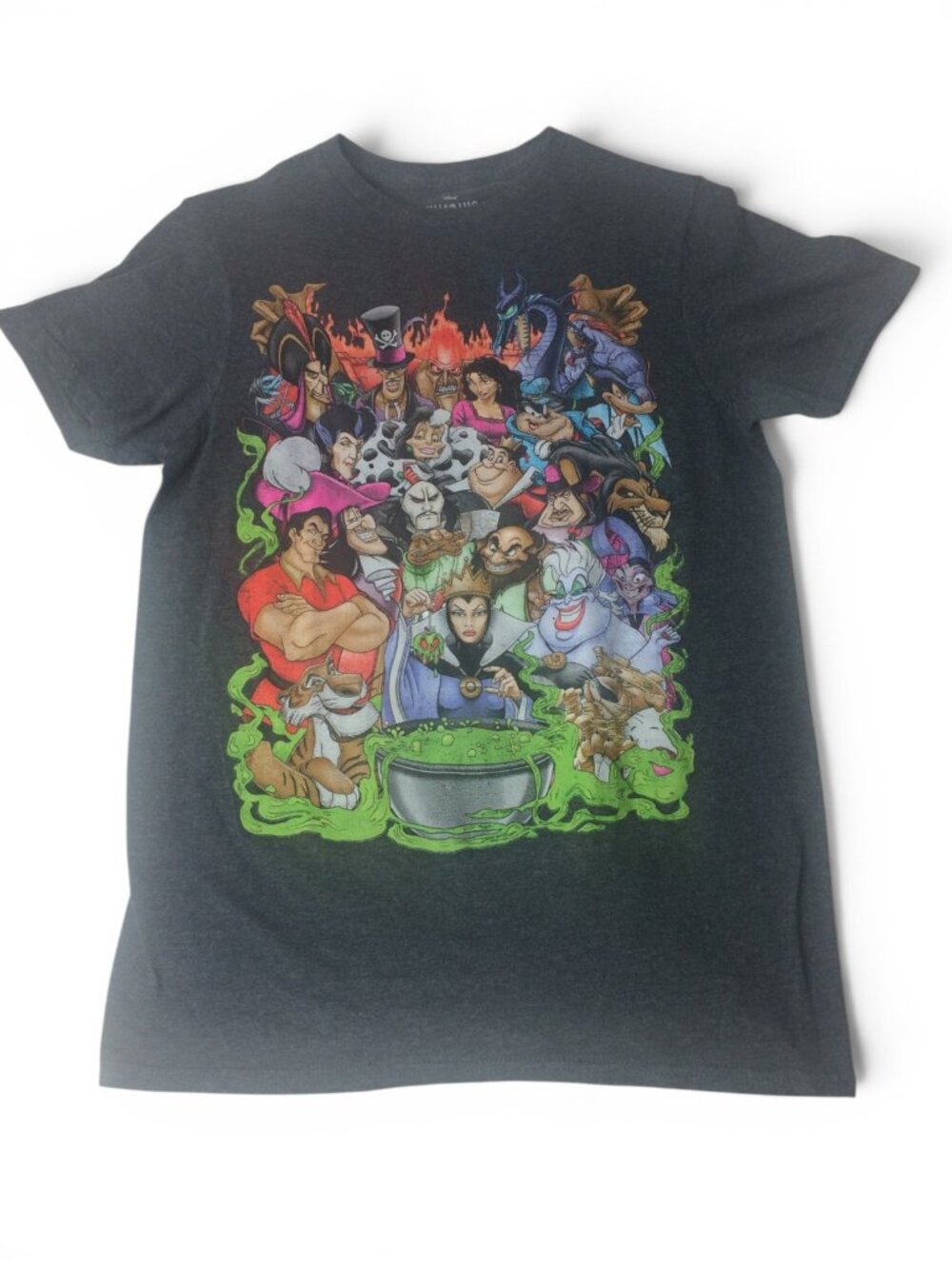 Disney Villains Shirt Adult SizeS Graphic Print Crew Neck Cotton Blend Gray Mens